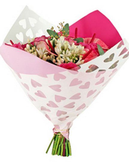 Sleeve 35x35cm clear hearts pink