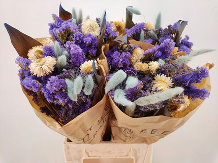 Buchet flori uscate mov-albastru