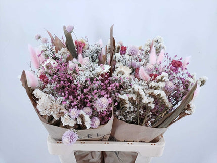 Buchet flori uscate roz-alb