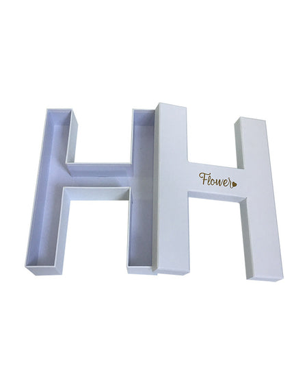 Cutie flori litera H alb