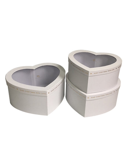 Set 3 cutii flori inima S3.72 alb