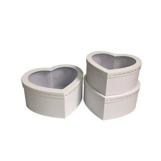 Set 3 cutii flori inima S3.72 alb