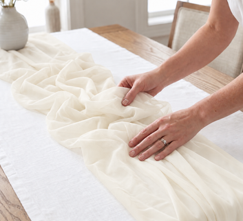 Traversa voal ivory 185x30cm