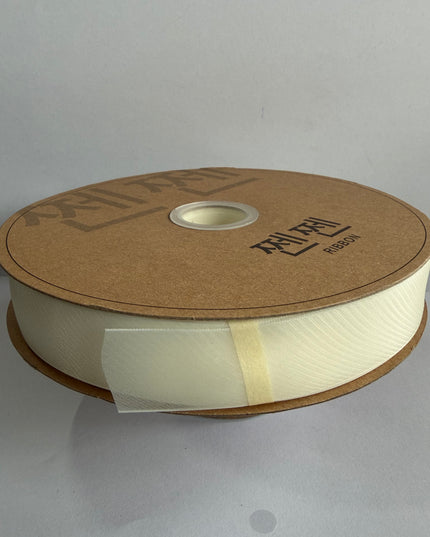 Panglica textil voal 91m ivory