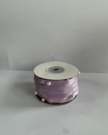 Panglica textil voal cu margele, mov