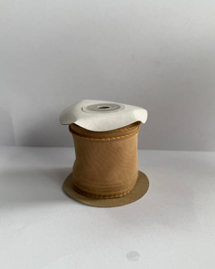 Panglica textil voal 4,5cm x 4,5m maro