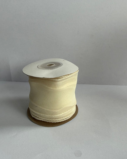 Panglica textil voal 4,5cm x 4,5m ivory