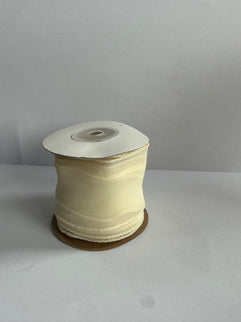 Panglica textil voal 4,5cm x 4,5m ivory