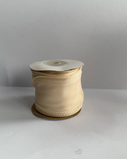 Panglica textil voal 4,5cm x 4,5m crem
