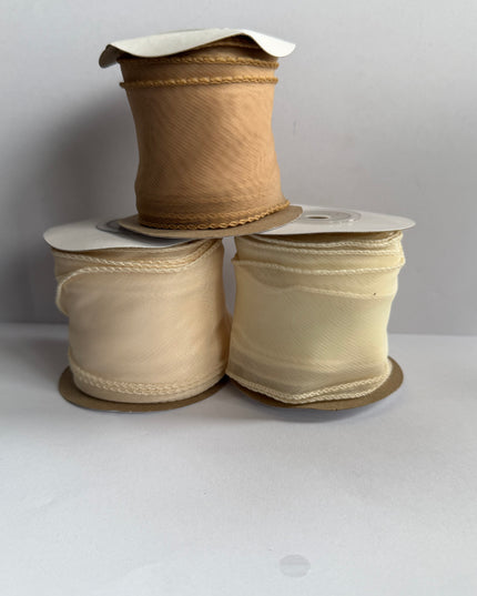 Panglica textil voal 4,5cm x 4,5m maro