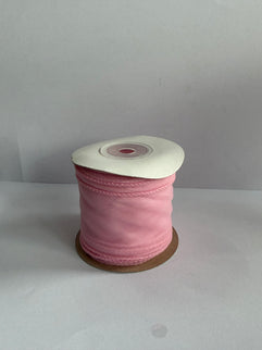 Panglica textil voal 4,5cm x 4,5m roz 2