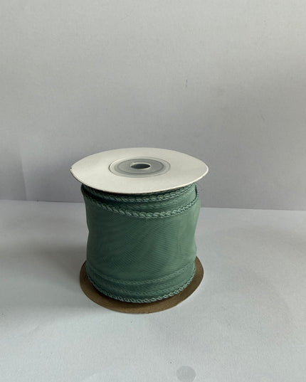 Panglica textil voal 4,5cm x 4,5m verde