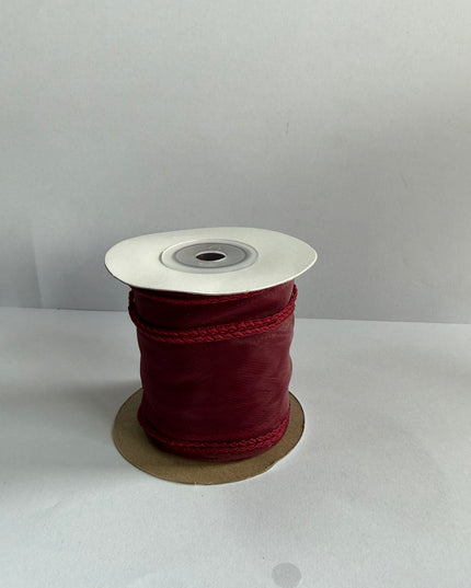 Panglica textil voal 4,5cm x 4,5m burgundy