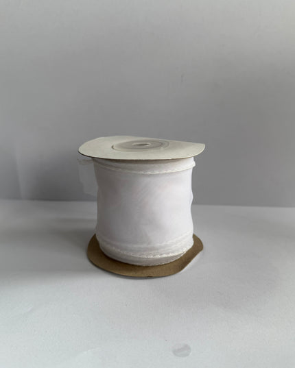 Panglica textil voal 4,5cm x 4,5m alb