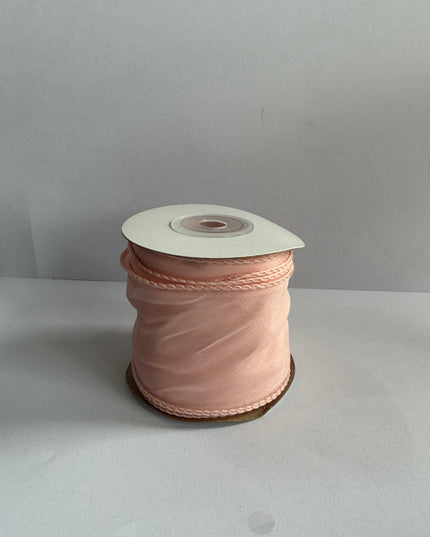 Panglica textil voal 4,5cm x 4,5m roz 1