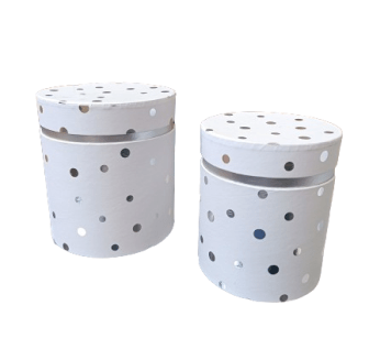 Set 2 cutii flori s2.41 alb cu buline