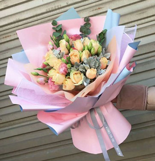 Ambalaj buchet flori waterproof duo pink-blue