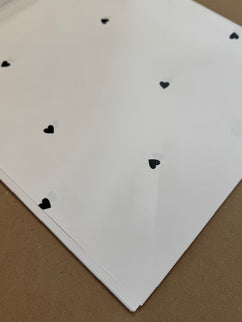 Ambalaj waterproof 60x60cm fundal alb inimi negru