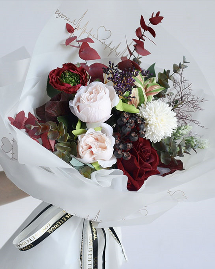 Ambalaj buchet flori waterproof 60x60cm heartbeat alb