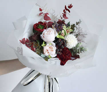 Ambalaj buchet flori waterproof 60x60cm heartbeat alb