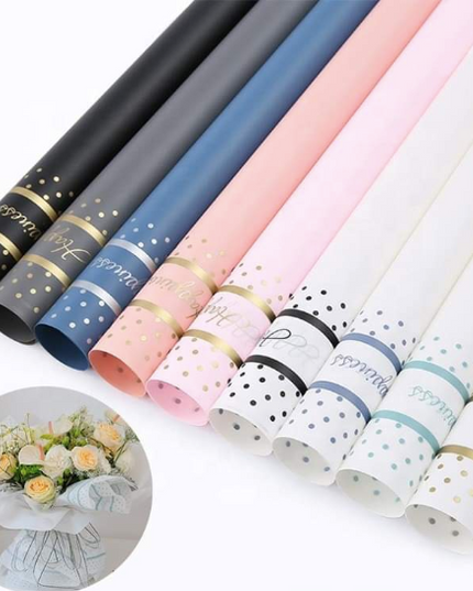 Ambalaj flori waterproof 60x60cm happiness peach scris auriu