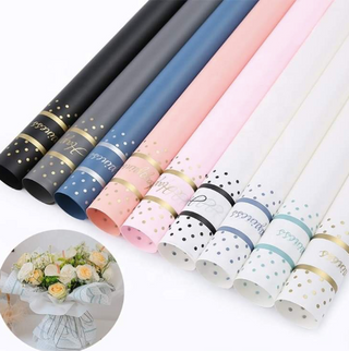 Ambalaj flori waterproof 60x60cm happiness peach scris auriu