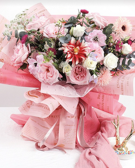 Ambalaj waterproof 60x60cm ziar roz inchis