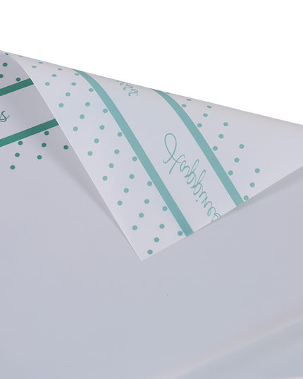 Ambalaj buchet flori waterproof 58x58cm happiness alb scris verde