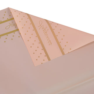 Ambalaj flori waterproof 60x60cm happiness peach scris auriu