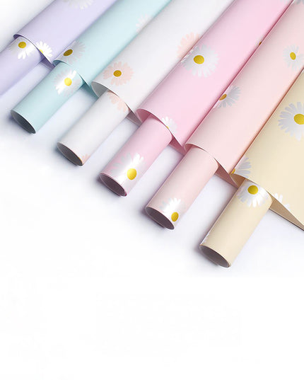 Ambalaj buchet flori waterproof 60x60cm galben cu margarete