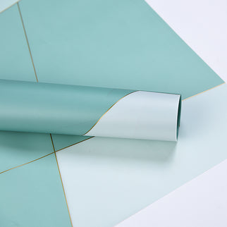 Ambalaj buchet flori waterproof 60x60cm verde cu linii