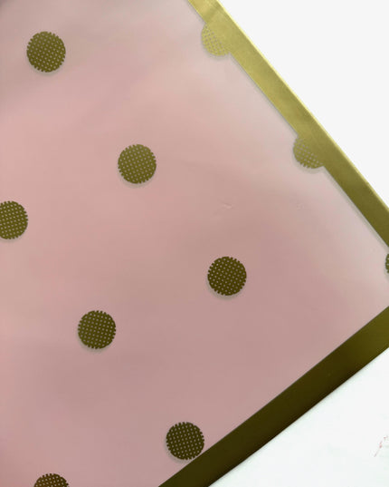 Ambalaj waterproof 60x60cm fond roz buline aurii margine aurie