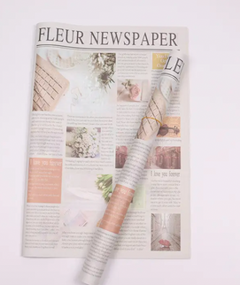 Ambalaj hartie flori ziar Fleur newspaper alb