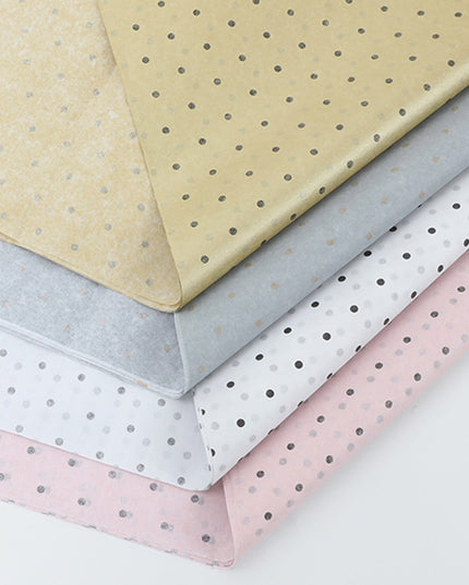 Ambalaj hartie de matase 60x60cm gri cu buline aurii