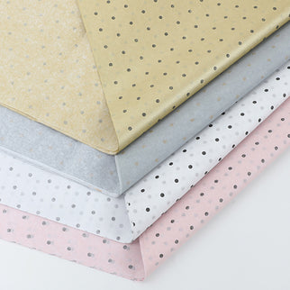 Ambalaj hartie de matase 60x60cm gri cu buline aurii