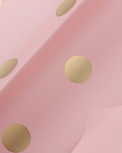 Ambalaj waterproof 60x60cm fond roz buline aurii