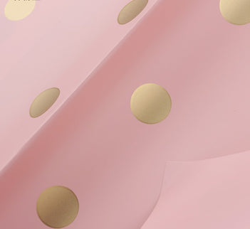 Ambalaj waterproof 60x60cm fond roz buline aurii