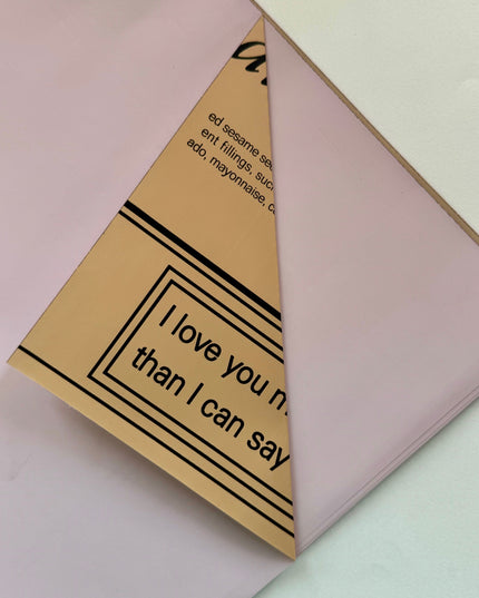 Ambalaj waterproof 60x60cm ziar auriu roz "i love you"