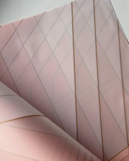 Ambalaj buchet flori waterproof 60x60cm coral linii