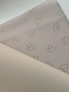 Ambalaj buchet flori waterproof 60x60cm gri inimi aurii