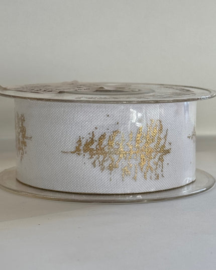 Panglica textil 40mmx20m alb brad auriu