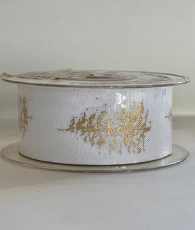 Panglica textil 40mmx20m alb brad auriu