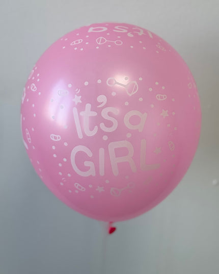 Baloane latex roz "it.s a girl" 30cm S/100