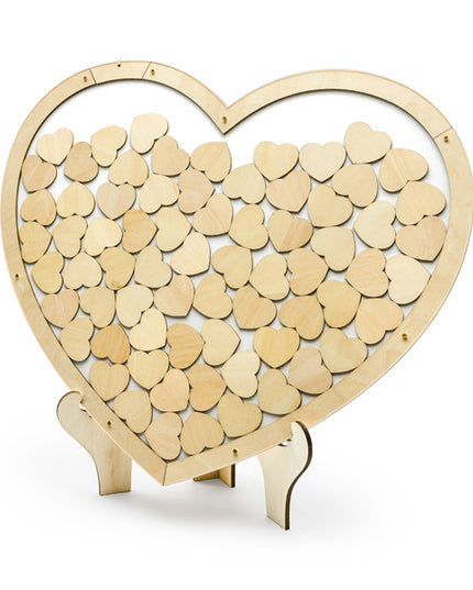 Carte de oaspeti din lemn - inima