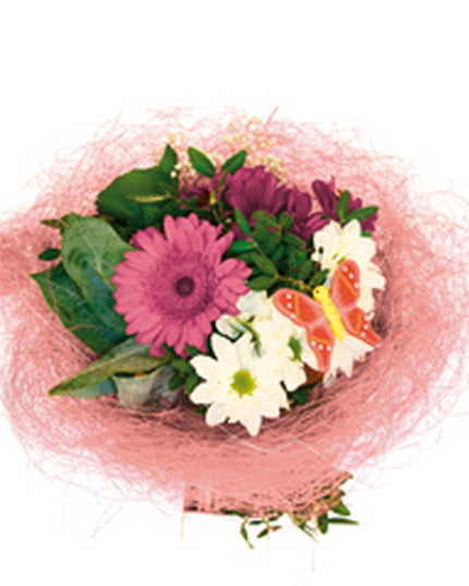 Suport buchet Ø30cm sisal roz S/10