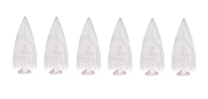 Decor brad 10cm S/6 alb