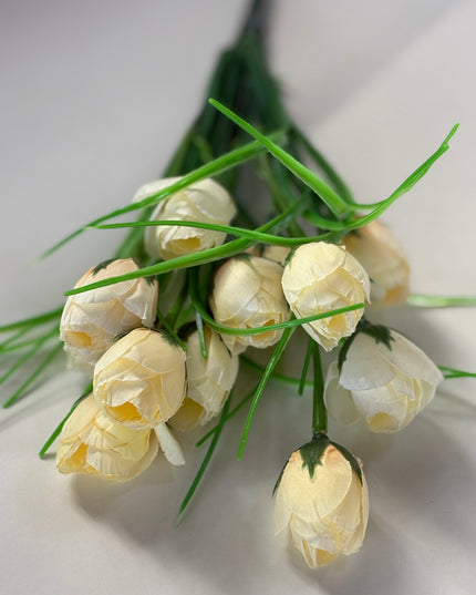 Buchet artificial lalele (12 flori) crem