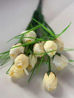 Buchet artificial lalele (12 flori) crem