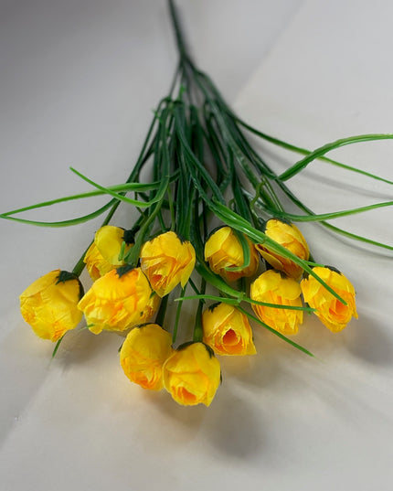 Buchet artificial lalele (12 flori) galben