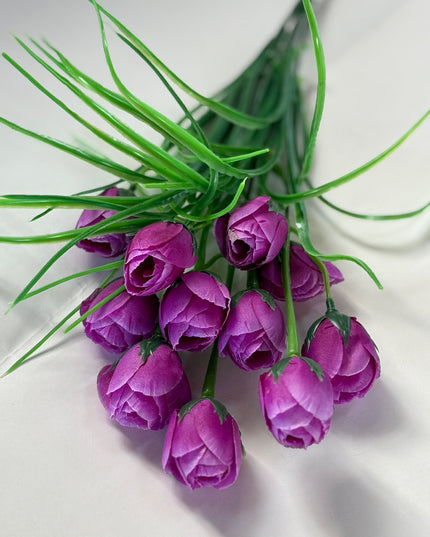 Buchet artificial lalele (12 flori) mov